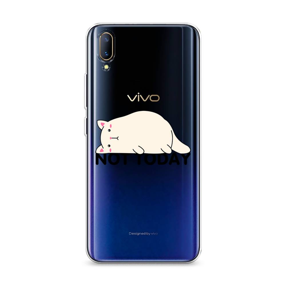 

Чехол на Vivo V11 "Cat not today", Белый;розовый;черный, 260850-1