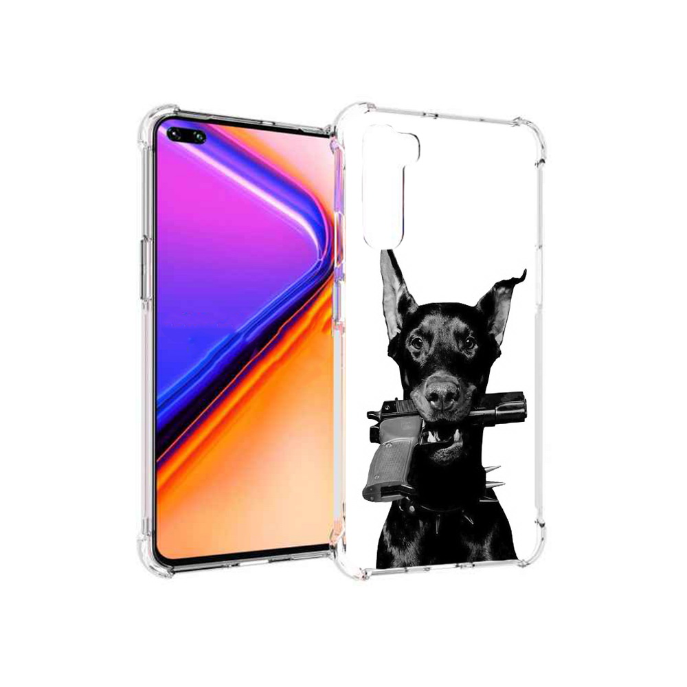 

Чехол MyPads Tocco для OnePlus Nord доберман с пистолетом (PT227045.136.331), Прозрачный, Tocco