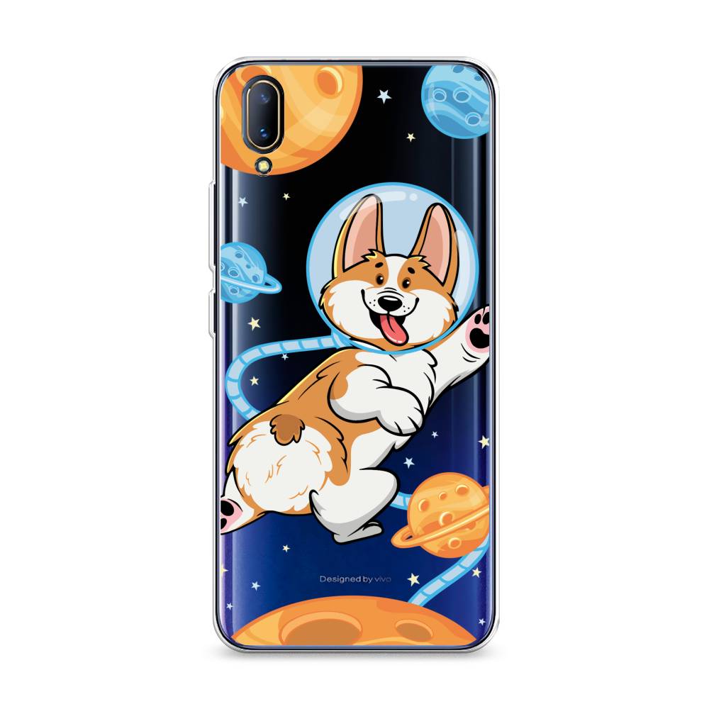 

Чехол на Vivo V11 "Корги-космонавт", Голубой;бежевый;белый, 260850-1