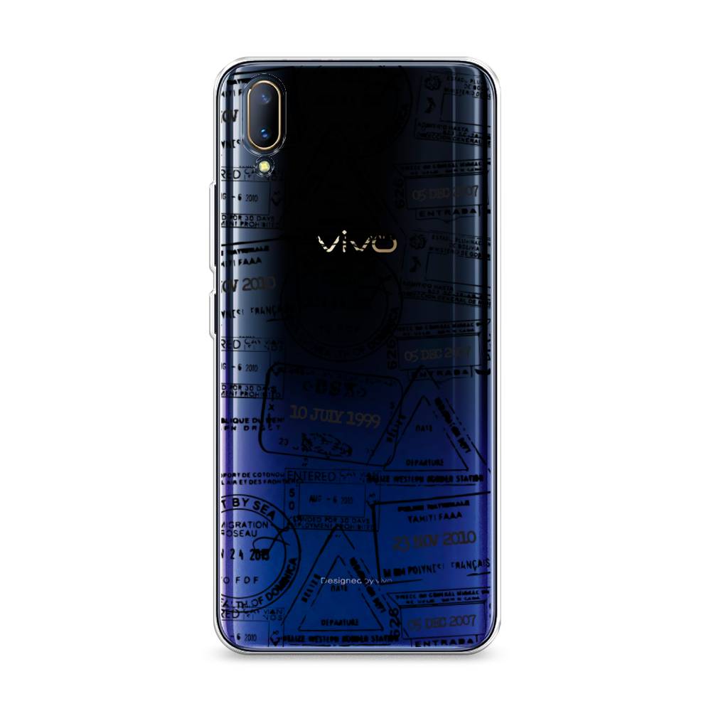 

Чехол на Vivo V11 "Visa stamps 2", Белый;черный;серый, 260850-2