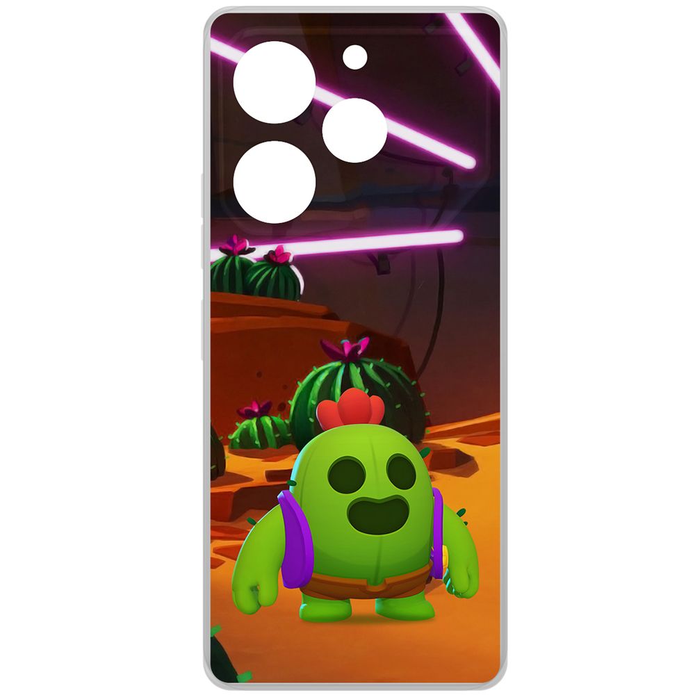 

Чехол-накладка Krutoff Clear Case Brawl Stars-Спайк для TECNO Pova 6 Pro, Прозрачный