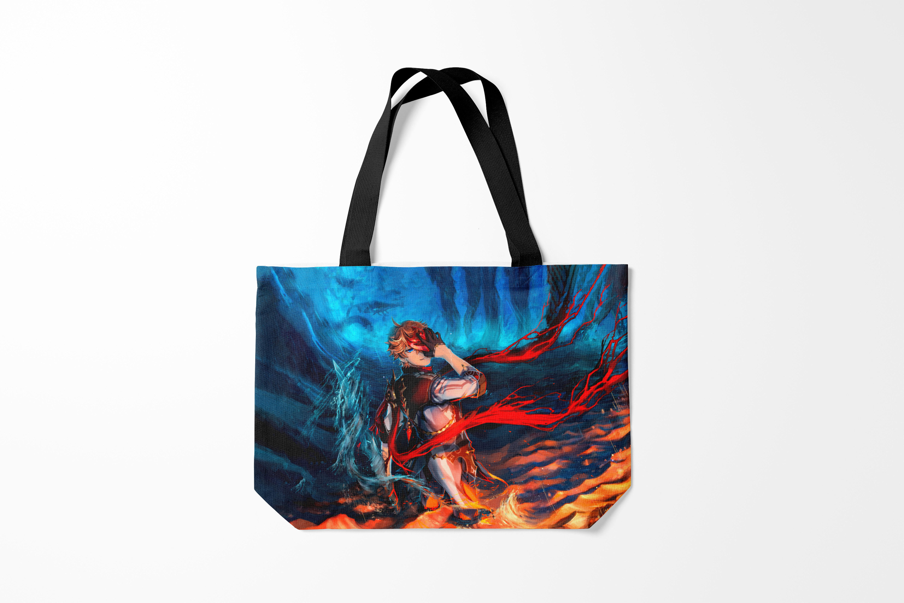 

Сумка шoппер унисекс Burnettie Genshin Impact Tartaglia art, синий, Genshin Impact Tartaglia art