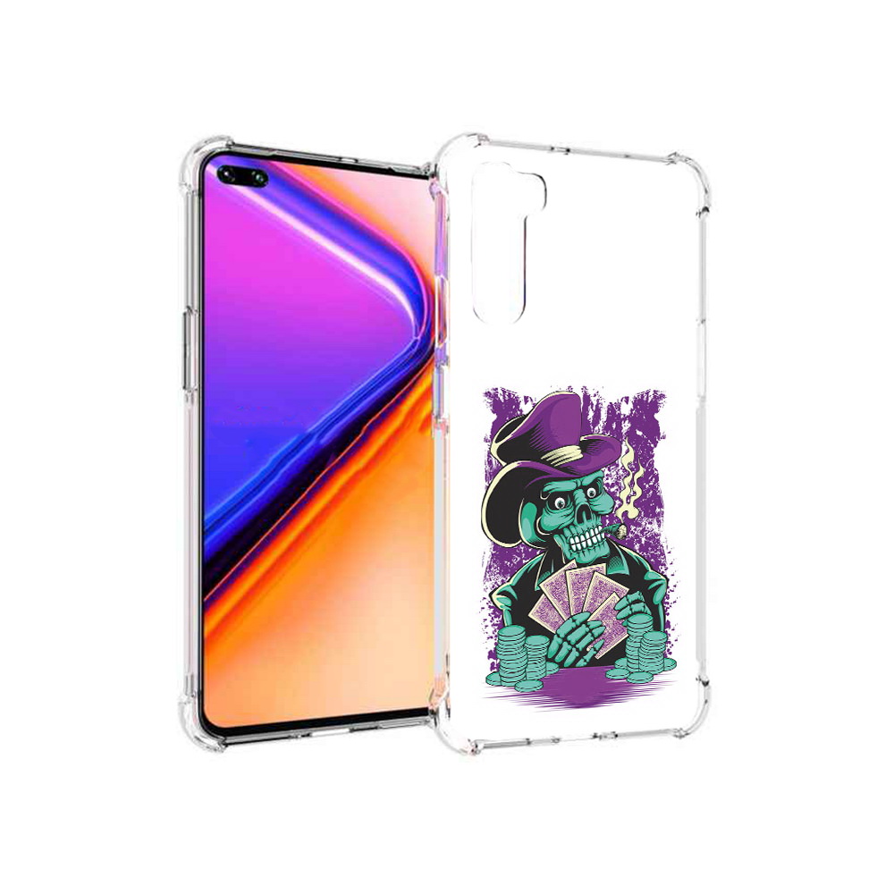 

Чехол MyPads Tocco для OnePlus Nord зеленый череп с картами (PT227045.136.361), Прозрачный, Tocco