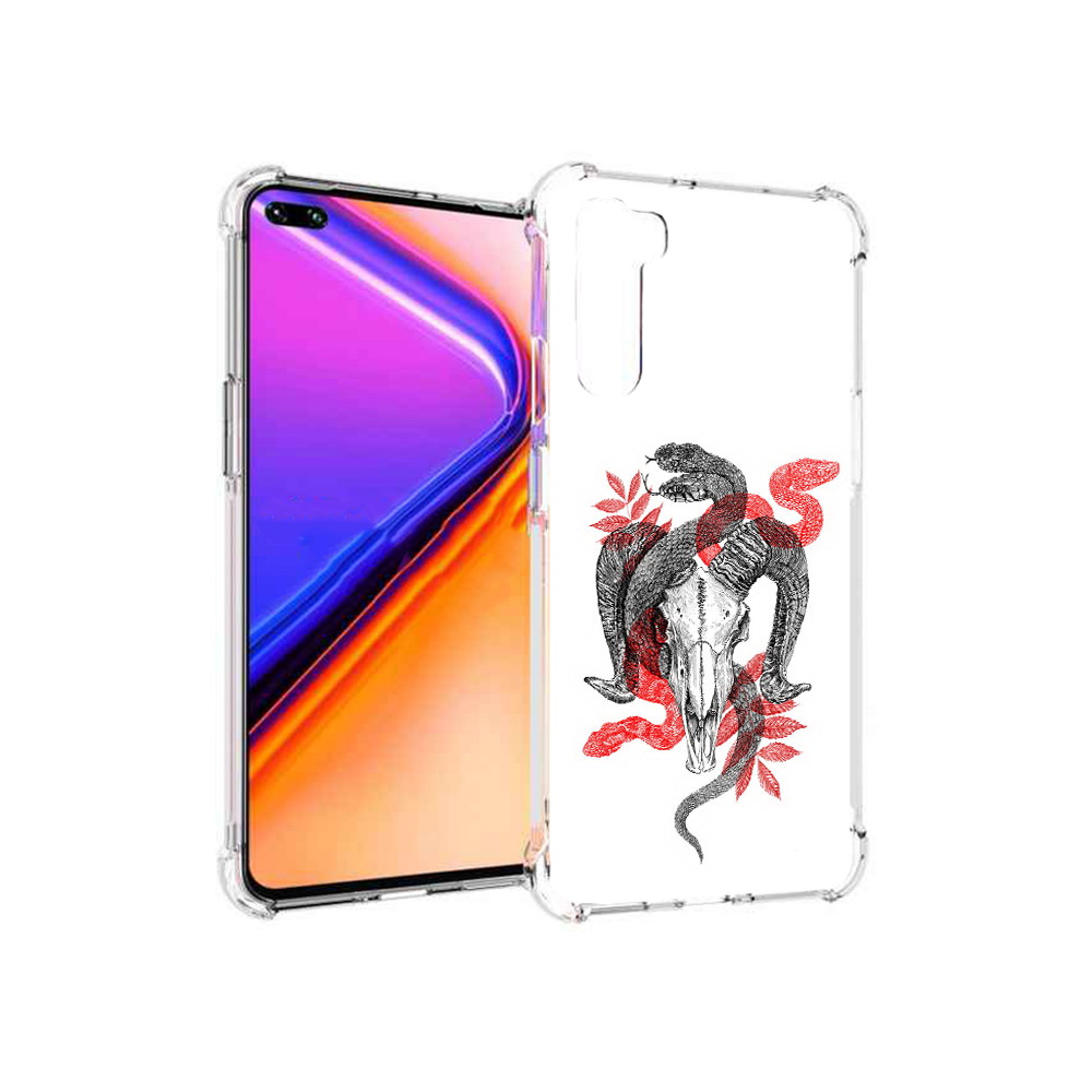 

Чехол MyPads Tocco для OnePlus Nord змея в черепе рисунок (PT227045.136.365), Прозрачный, Tocco