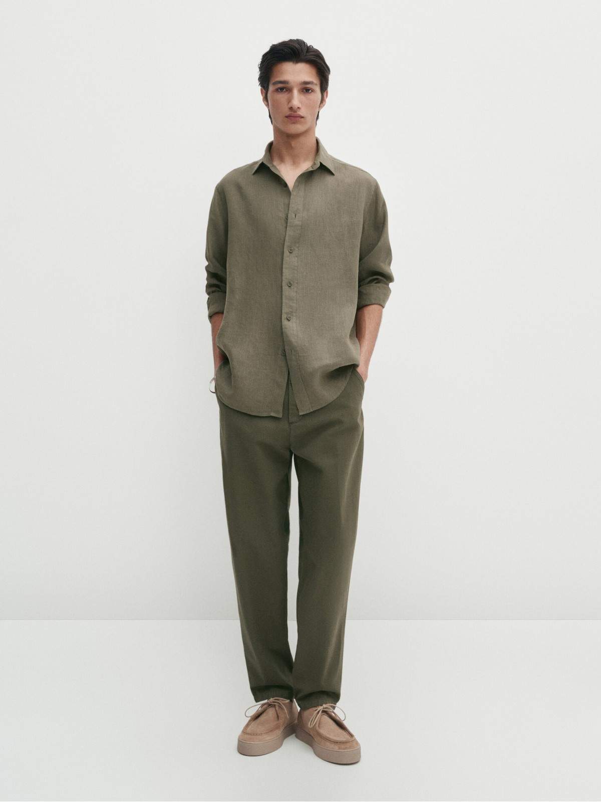 

Рубашка мужская Massimo Dutti 0186/446-I2024 зеленая S, Зеленый, 0186/446-I2024