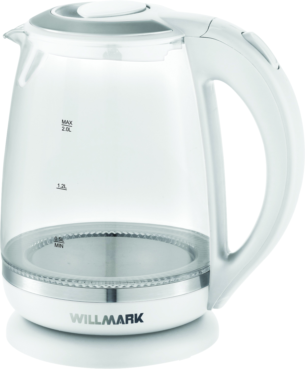 Чайник электрический WILLMARK WEK-2005G 2 л белый пароочиститель bort bdr 2500 rr 2200 вт 45 г мин нагрев 120 с 1 5 л белый