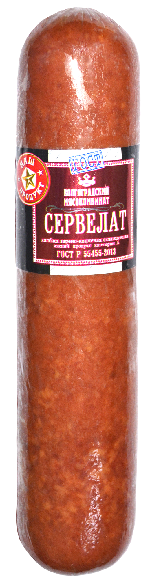 

Колбаса Волгоградский мясокомбинат Сервелат высший сорт варено-копченая +-720 г