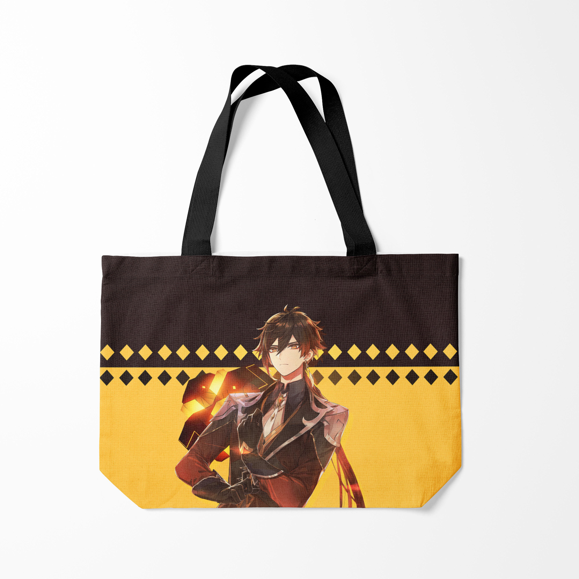 

Сумка шoппер унисекс Burnettie Zhongli Genshin Impact, черный; желтый, Zhongli Genshin Impact