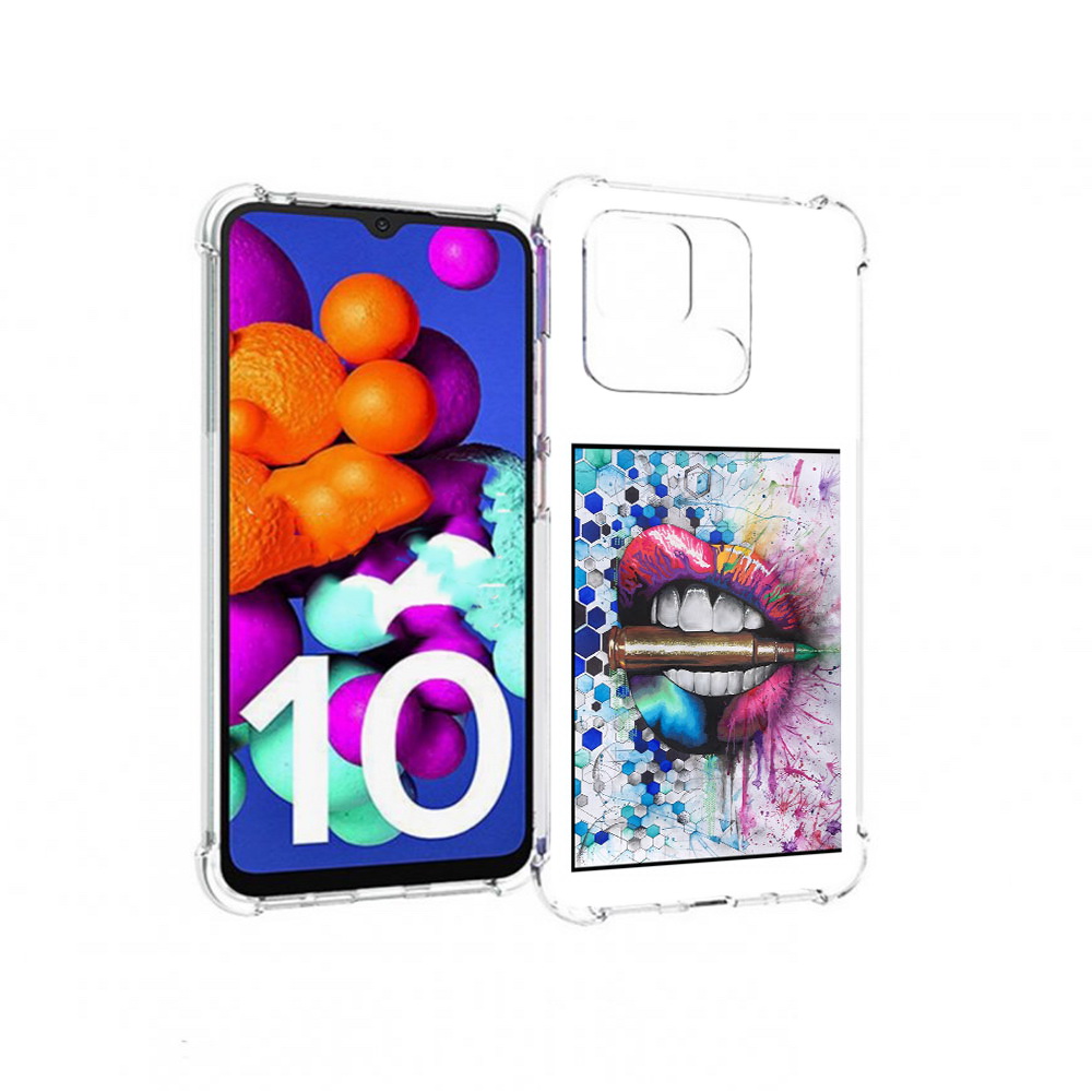 Чехол MyPads Tocco для Xiaomi Redmi 10C разноцветные губы с пулей