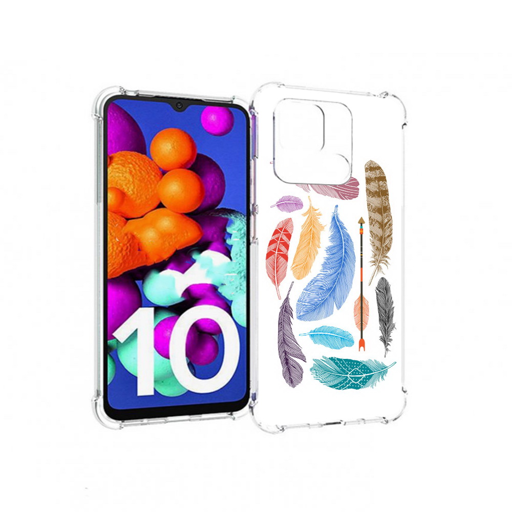 Чехол MyPads Tocco для Xiaomi Redmi 10C разноцветные перья