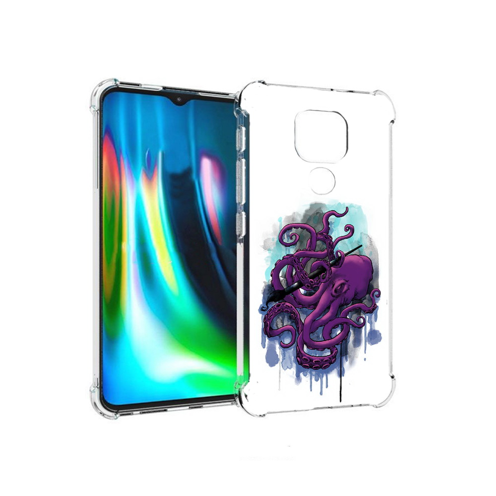 

Чехол MyPads Tocco для Motorola Moto E7 Plus фиолетовый осьминог (PT155921.339.658), Прозрачный, Tocco