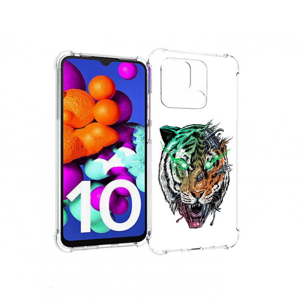 

Чехол MyPads Tocco для Xiaomi Redmi 10C робо-тигр, Прозрачный, Tocco