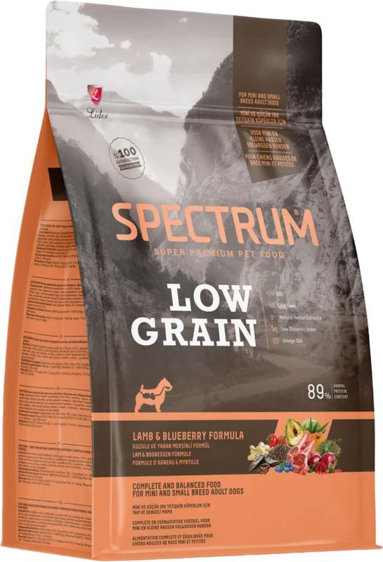 Сухой корм Spectrum Low Grain ягненок-черника для собак карликовых и мелких пород 2,5 кг