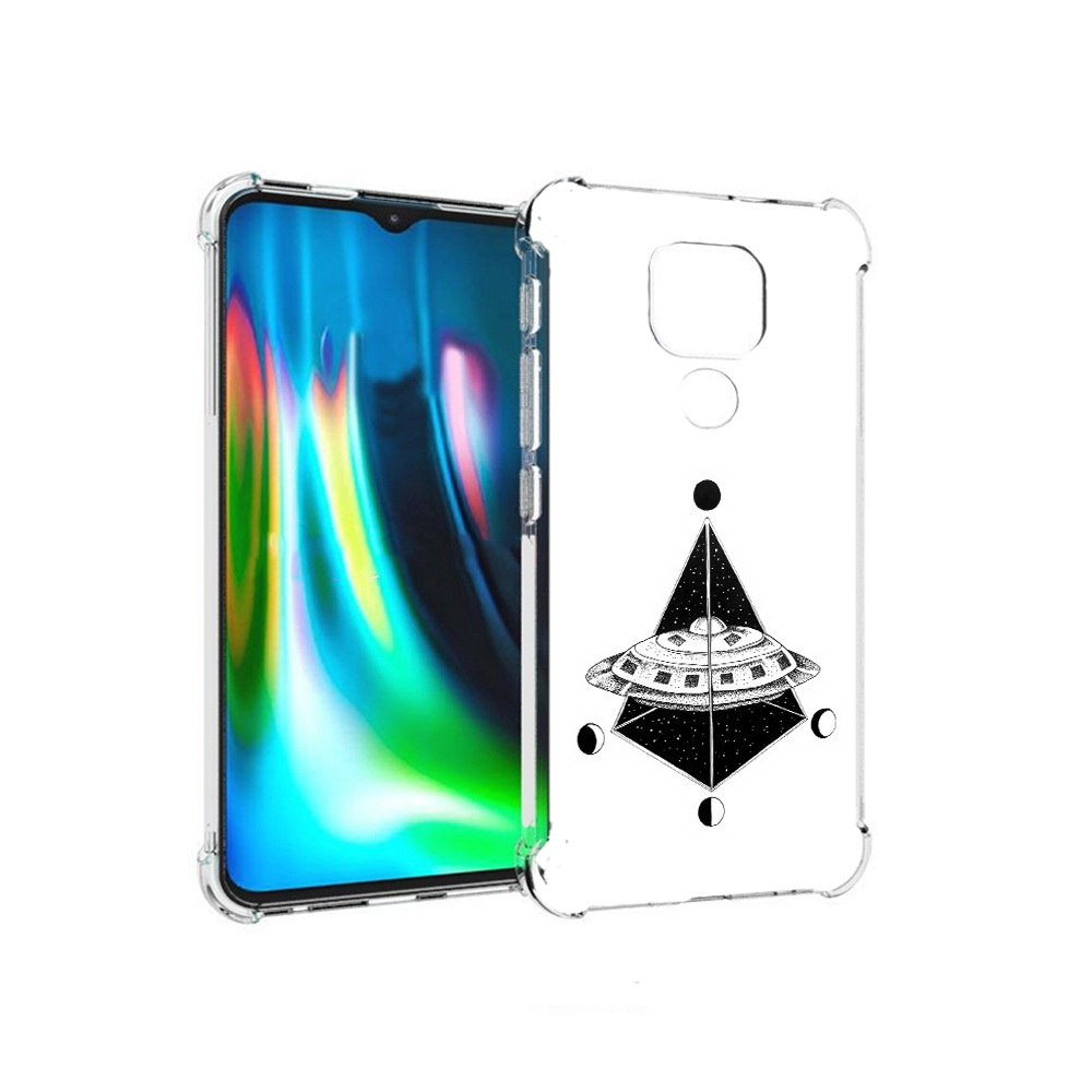 

Чехол MyPads Tocco для Motorola Moto E7 Plus черно белая летающая тарелка, Прозрачный, Tocco