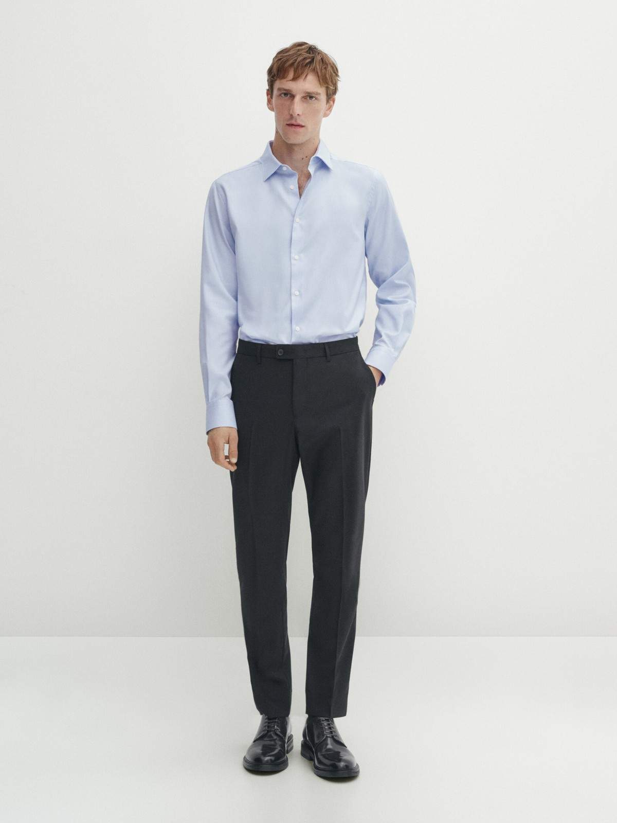 

Рубашка мужская Massimo Dutti 0187/360-I2024 голубая 45, Голубой, 0187/360-I2024