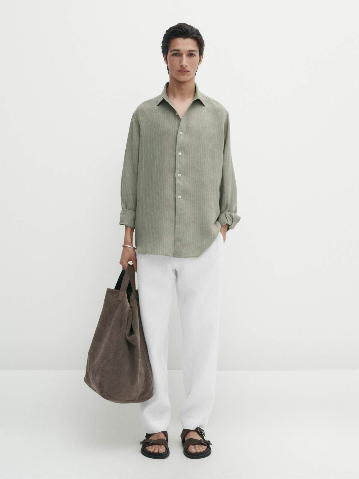 

Рубашка мужская Massimo Dutti 0187/369-I2024 зеленая L, Зеленый, 0187/369-I2024