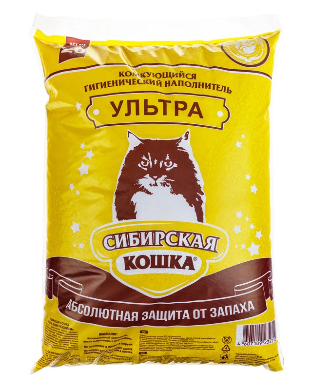 

Комкующийся наполнитель Сибирская кошка Ультра глиняный, 20 л