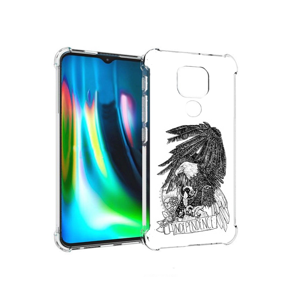 

Чехол MyPads Tocco для Motorola Moto E7 Plus черно белый сокол (PT155921.339.688), Прозрачный, Tocco