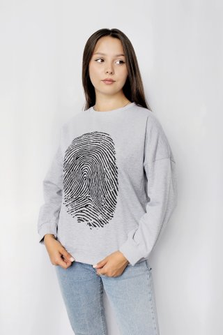 

Свитшот женский NoBrand отпечаток серый 48 RU, отпечаток