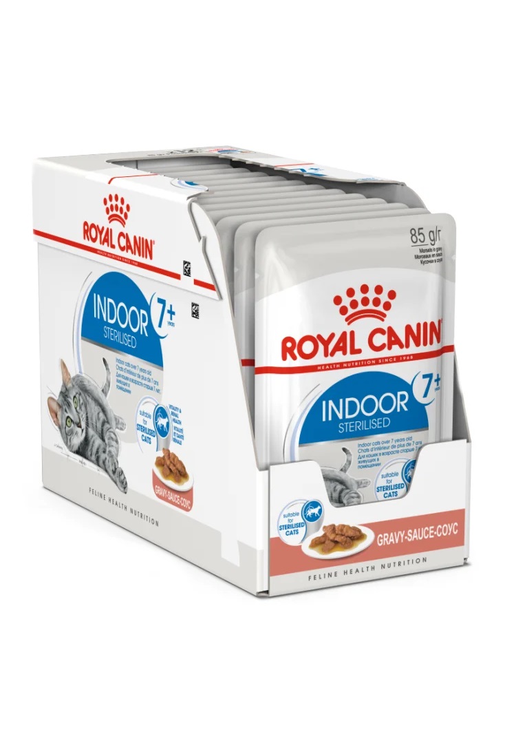 Влажный корм для кошек ROYAL CANIN Indoor 7+ Sterilised, мясо, 12шт по 85г