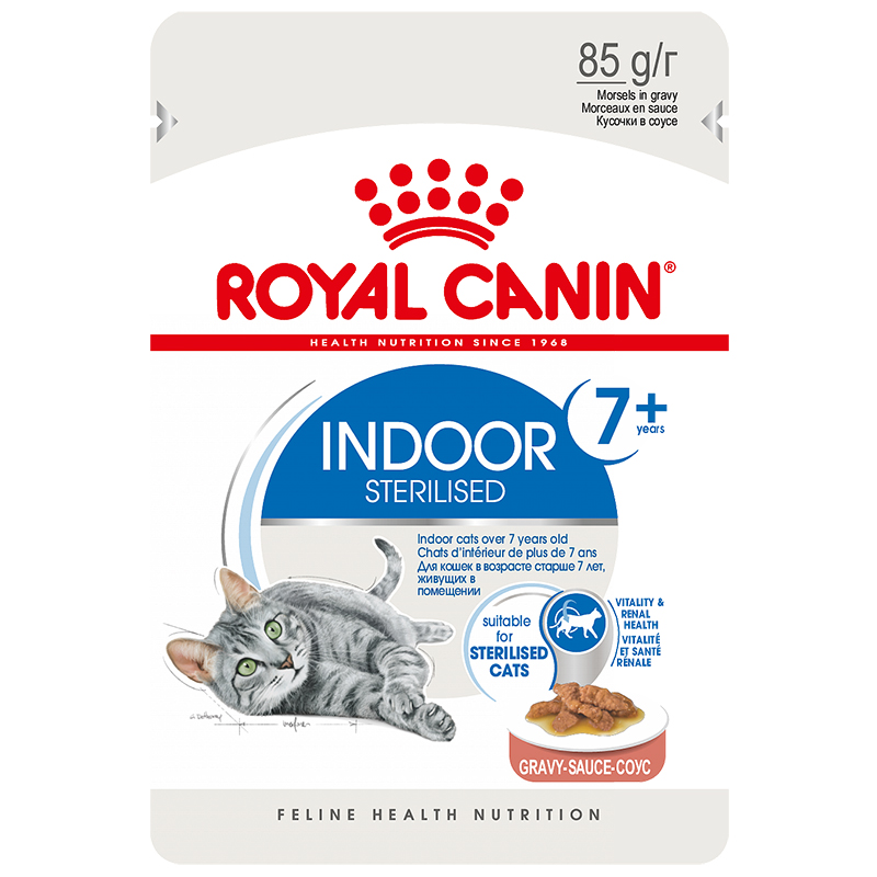 фото Влажный корм для кошек royal canin indoor 7+ sterilised, мясо, 12шт, 85г