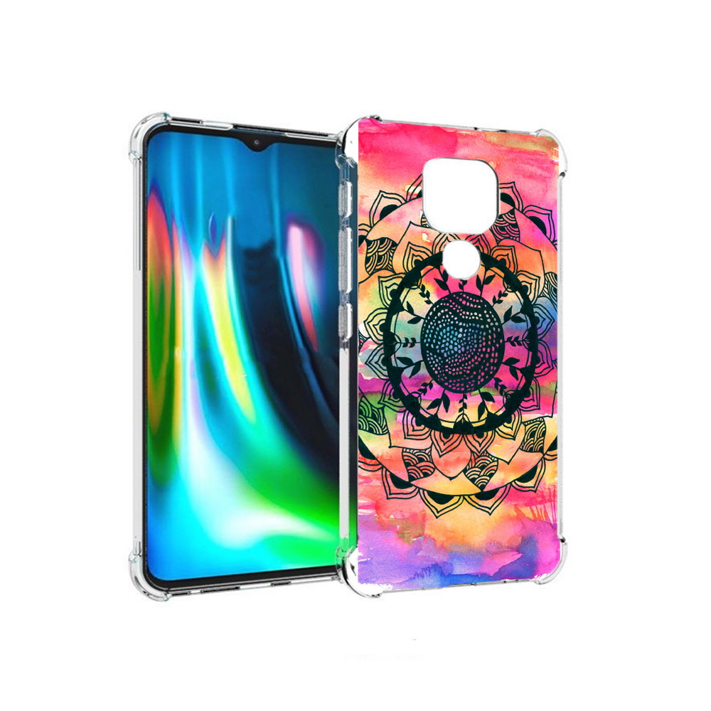 

Чехол MyPads Tocco для Motorola Moto E7 Plus яркая абстракция круглый цветок, Прозрачный, Tocco