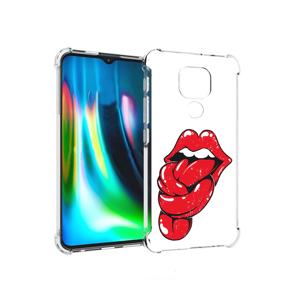 

Чехол MyPads Tocco для Motorola Moto E7 Plus яркие губы с языком (PT155921.339.705), Прозрачный, Tocco