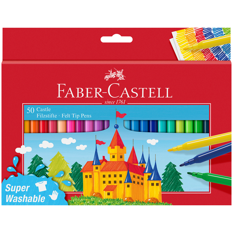 Фломастеры Faber-Castell. Замок. 50 цветов в картонной коробке