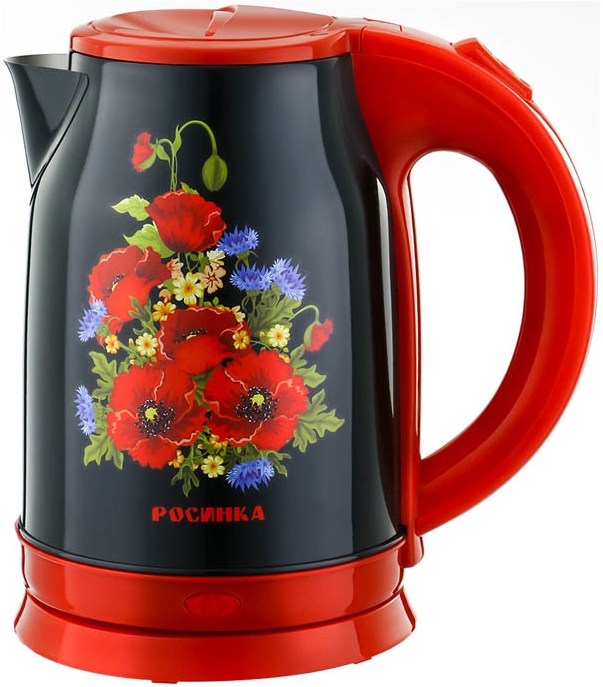 фото Чайник элетрический росинка рос-1013 "маки" black/red