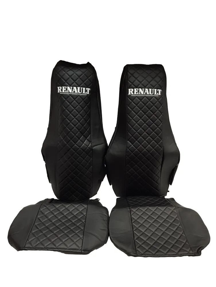 

Автомобильные чехлы (Ромб) из экокожи для Renault Premium / Magnum (2002-2013), Черный, Renault PR/MG- Cover