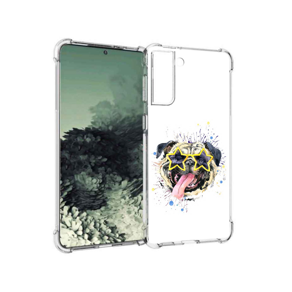 

Чехол MyPads Tocco для Samsung Galaxy S21+ мопс боксер (PT157355.533.482), Прозрачный, Tocco