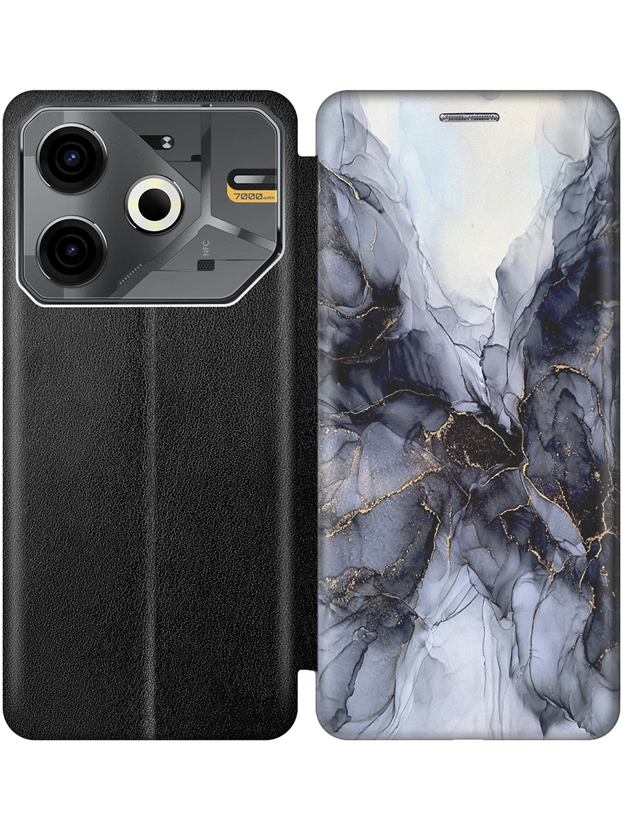 

Чехол-книжка на Tecno Pova 6 Neo с принтом "Черно-белый мрамор" черный, Черный;белый, 782634831