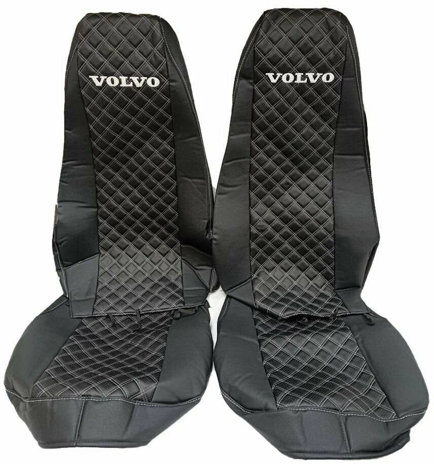 

Автомобильные чехлы из экокожи для Volvo FH/FM (2013-) (Ромб,черные), Черный, NWA_Volvo_FH13