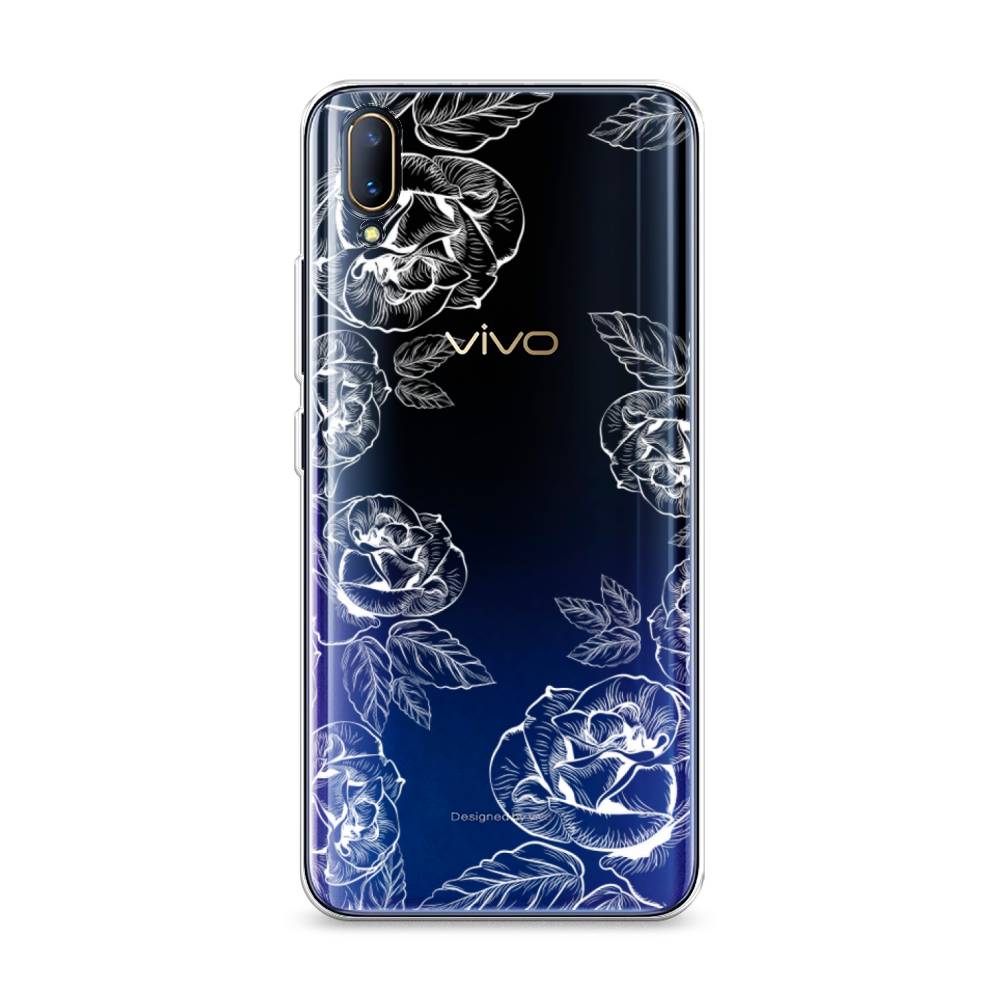 

Чехол на Vivo V11 "Розы графика", Черный;серый, 260850-2