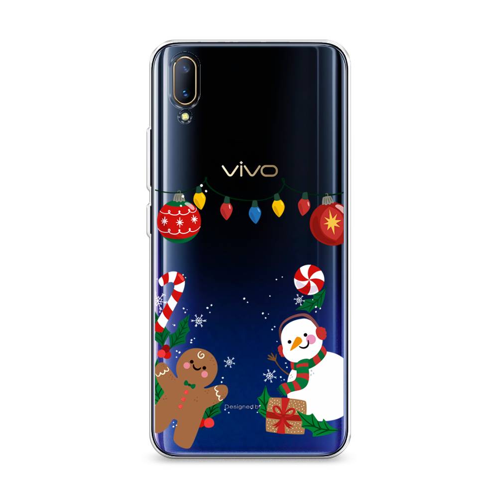 

Чехол на Vivo V11 "Новогоднее настроение", Коричневый;красный;зеленый, 260850-5