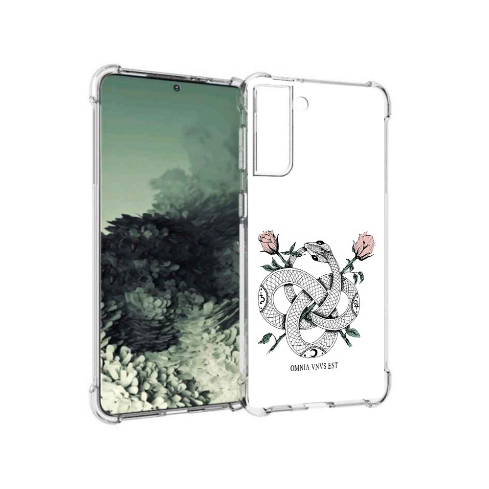 

Чехол MyPads Tocco для Samsung Galaxy S21+ нарисованная змея абстракция (PT157355.533.502), Прозрачный, Tocco