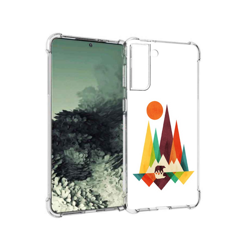 

Чехол MyPads Tocco для Samsung Galaxy S21+ нарисованные горы с медведем (PT157355.533.506), Прозрачный, Tocco
