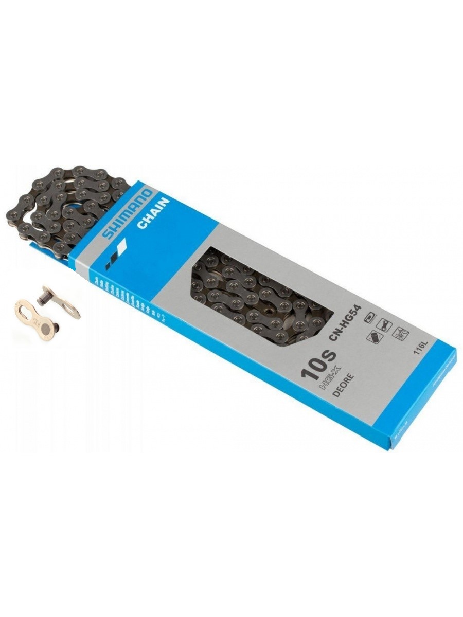 

Цепь 1/2"х11/128" 116 зв SHIMANO HG-54 замок многоскоростная 10ск, Серебристый, HG-54