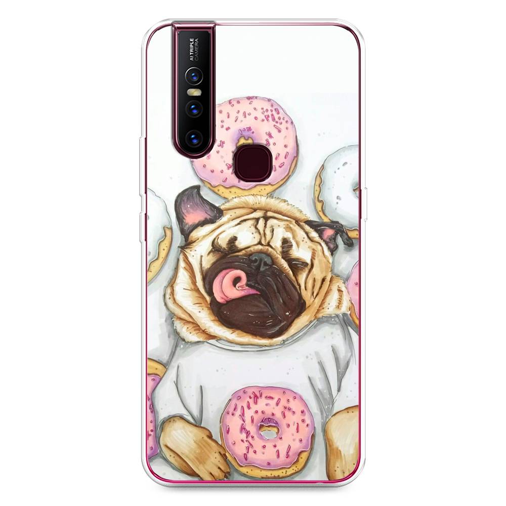 

Чехол для Vivo V15 "Счастливый мопс", Розовый;бежевый;коричневый, 261050-1