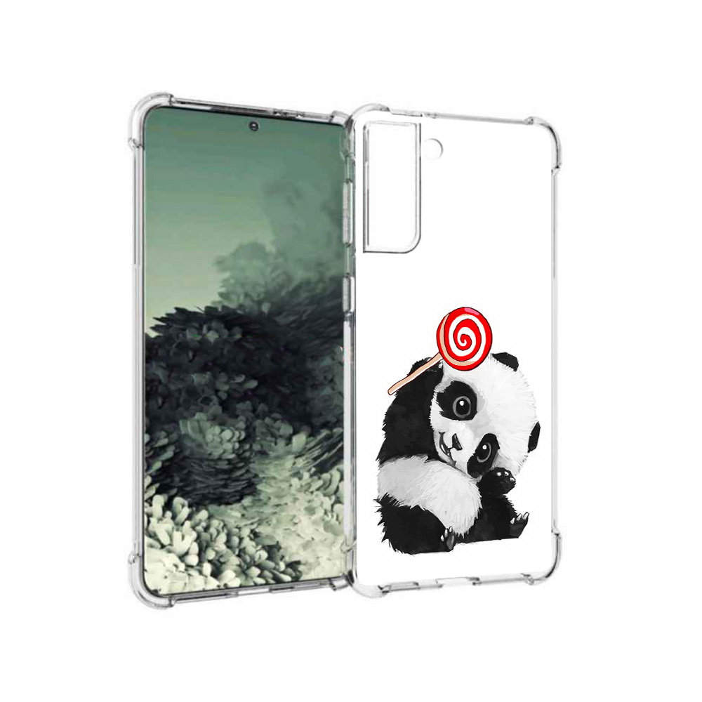 

Чехол MyPads Tocco для Samsung Galaxy S21+ панда с леденцом (PT157355.533.534), Прозрачный, Tocco