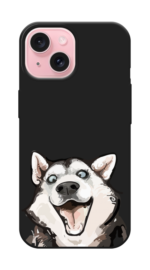 

Чехол Awog на Apple iPhone 15 "Радостный хаски", Белый;голубой;черный, 15552-1