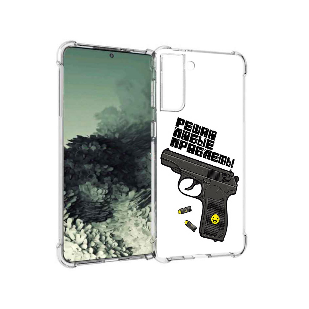 

Чехол MyPads Tocco для Samsung Galaxy S21+ пистолет против проблем (PT157355.533.542), Прозрачный, Tocco
