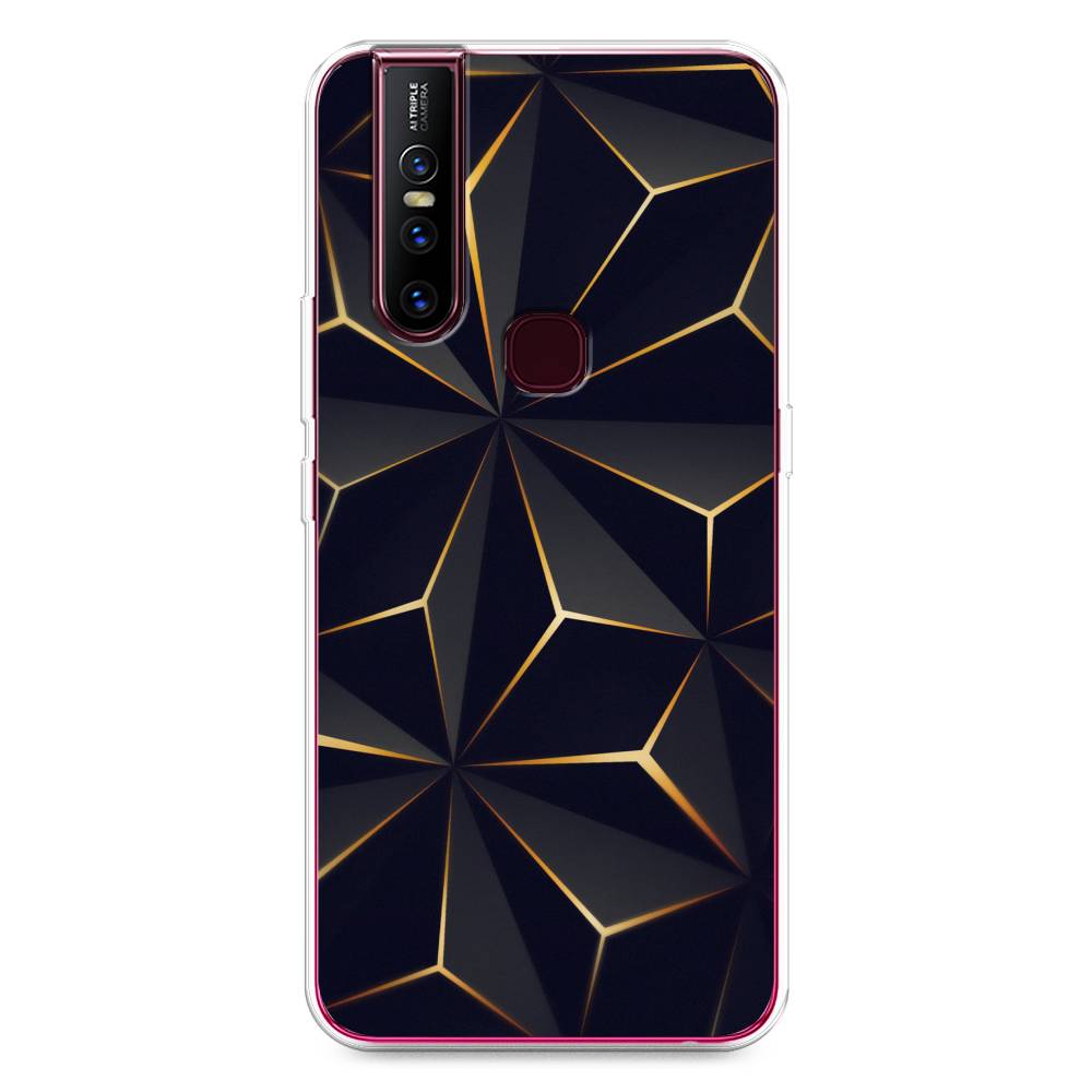 

Чехол для Vivo V15 "Черные полигоны", Золотистый;черный, 261050-3