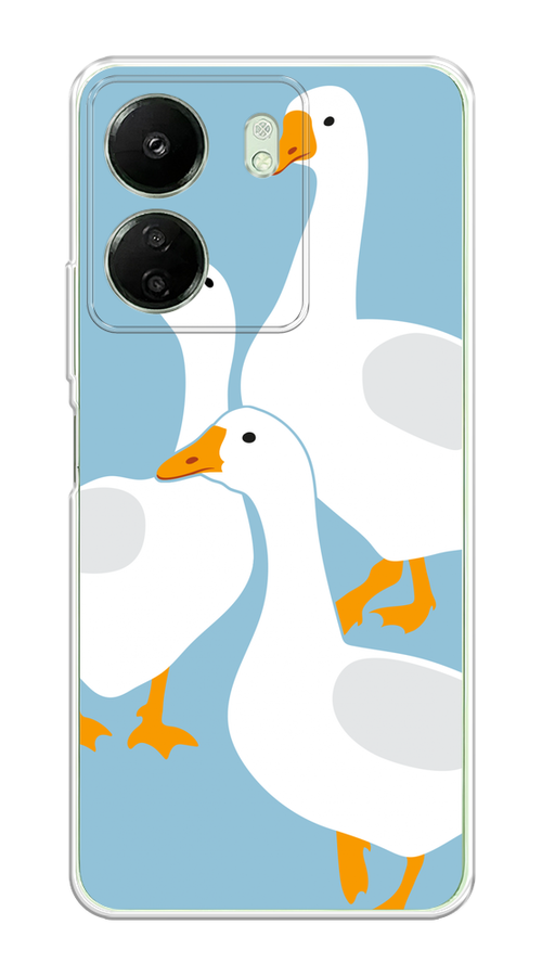 

Чехол на Xiaomi Redmi 13C, Poco C65 "Гусиное трио", Голубой;белый;серый;желтый, 320550-1