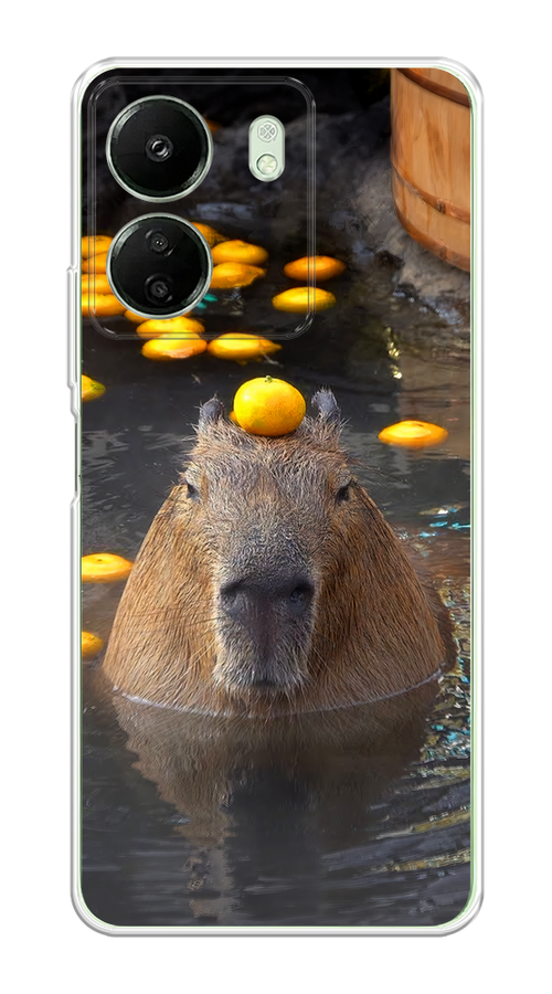 

Чехол на Xiaomi Redmi 13C, Poco C65 "Капибара отдыхает", Коричневый;оранжевый;серый, 320550-1