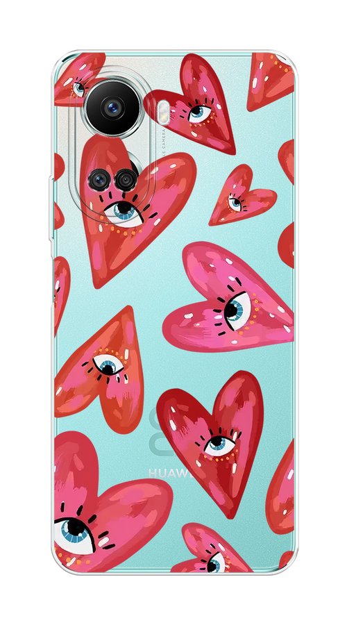 

Чехол на Huawei nova 10 SE "Сердечки с глазами", Коричневый;красный;розовый, 6109650-1