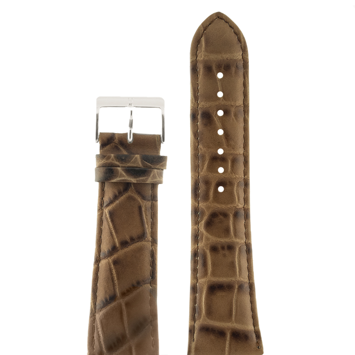 

Ремешок из двух частей мужской Nagata Leather 2623 светло-коричневый croco/серебро, 2623