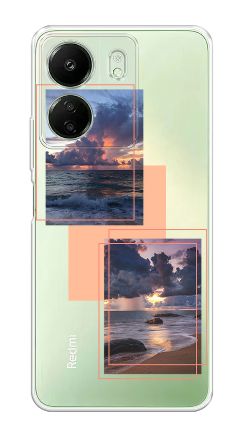 

Чехол на Xiaomi Redmi 13C, Poco C65 "Sky collage", Розовый;прозрачный;синий, 320550-1