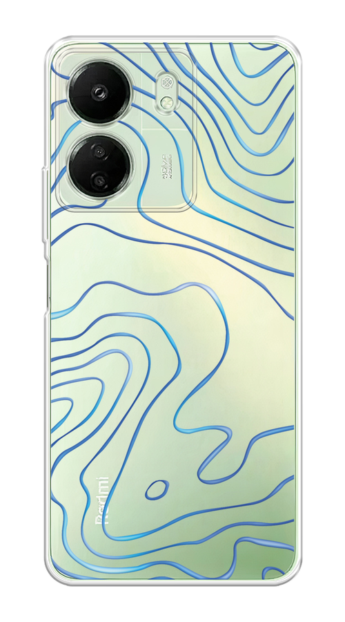 

Чехол на Xiaomi Redmi 13C, Poco C65 "Blue lines", Прозрачный;синий, 320550-1