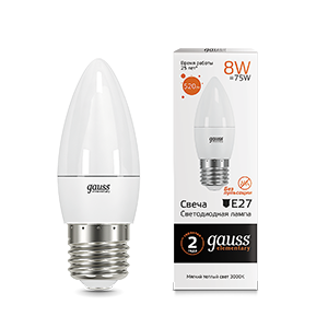 фото Упаковка ламп 10 штук gauss led elementary candle 8w e27 3000k